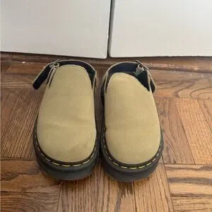 Dr. Martens Khaki Suede Slip-On Sandals